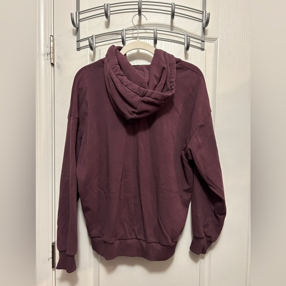 American Eagle Oversized full Zip Hoodie women’s XS jegging fit burgundy purple - Picture 2 of 14